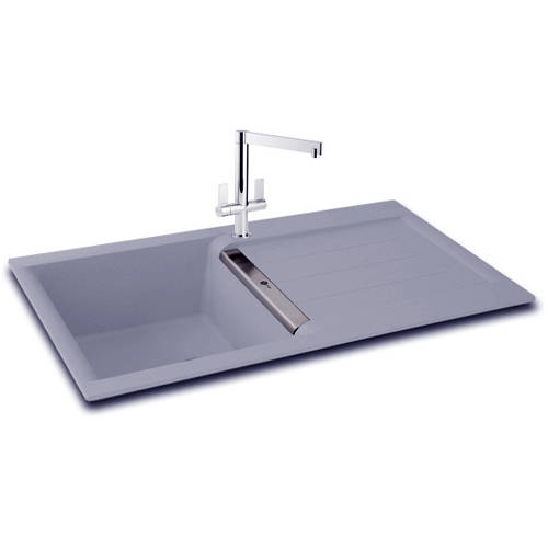 Larger image of Carron Phoenix Java 100 Single Bowl Granite Sink 1000x510mm (Stone Grey).