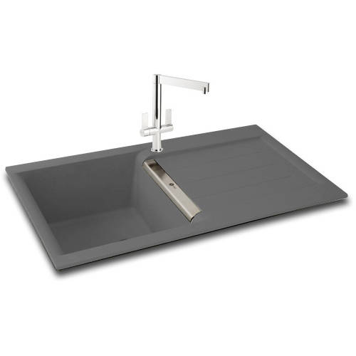 Larger image of Carron Phoenix Java 90 Single Bowl Granite Inset Sink 860x510mm (Graphite).