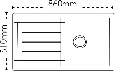 Technical image of Carron Phoenix Java 90 Single Bowl Granite Inset Sink 860x510mm (Graphite).