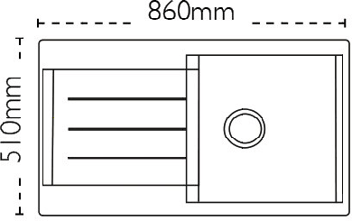 Technical image of Carron Phoenix Java 90 Single Bowl Granite Inset Sink 860x510 (Champagne).