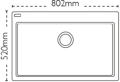Technical image of Carron Phoenix Samoa 50 Single Bowl Granite Inset Sink 802x520mm (White).