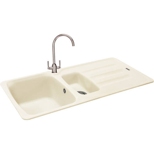 Larger image of Carron Phoenix Calla 150 Double Bowl Granite Sink 970x500mm (Champagne).