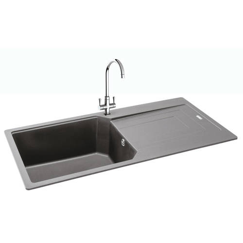 Larger image of Carron Phoenix Aruba Single Bowl Granite Sink 1000x500mm (Stone Grey).