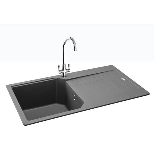 Larger image of Carron Phoenix Aruba Single Bowl Granite Sink 860x500mm (Stone Grey).