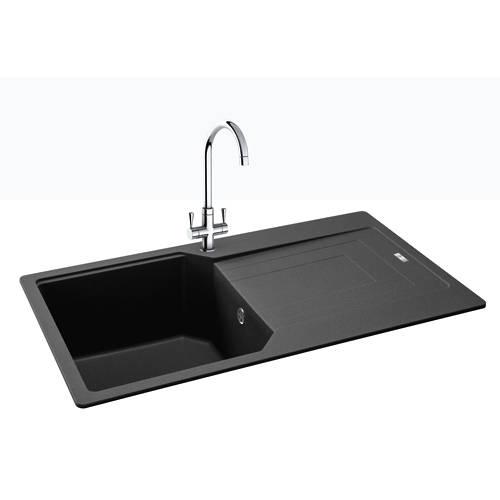 Larger image of Carron Phoenix Aruba Single Bowl Granite Sink 860x500mm (Graphite).