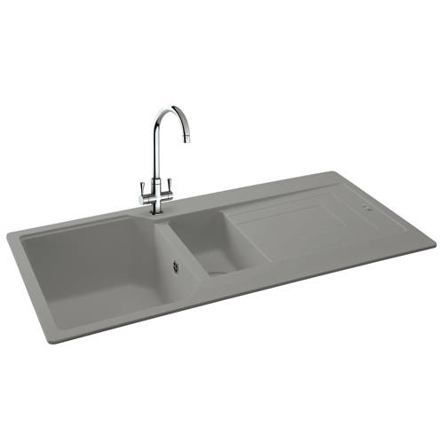 Larger image of Carron Phoenix Aruba Double Bowl Granite Sink 1000x500mm (Stone Grey).