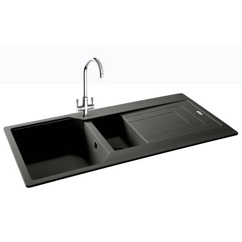 Larger image of Carron Phoenix Aruba Double Bowl Granite Sink 1000x500mm (Graphite).