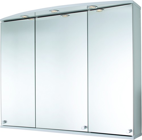 Larger image of Croydex Cabinets 3 Door Bathroom Cabinet, Lights & Shaver.  1000x800x270mm.