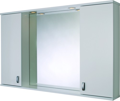 Larger image of Croydex Cabinets 2 Door Bathroom Cabinet, Lights & Shaver.  1130x710x150mm.