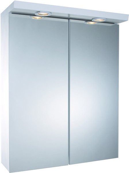 Larger image of Croydex Cabinets 2 Door Bathroom Cabinet With Lights.  550x680x240mm.