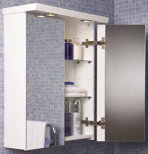 Example image of Croydex Cabinets 2 Door Bathroom Cabinet With Lights.  550x680x240mm.