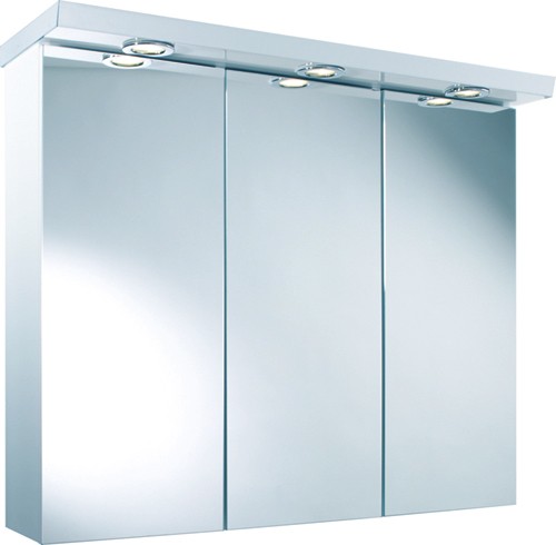 Larger image of Croydex Cabinets 3 Door Bathroom Cabinet With Lights.  810x680x240mm.