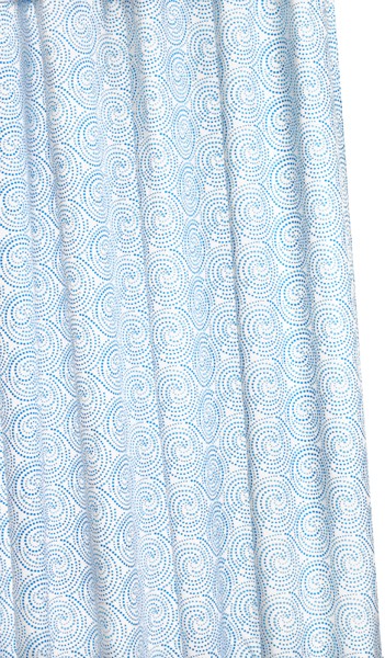 Larger image of Croydex Textile Hygiene Shower Curtain & Rings (Blue Swirls, 1800mm).