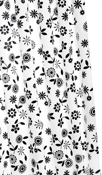 Larger image of Croydex Textile Shower Curtain & Rings (Night Flower, 1800mm).