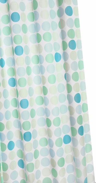 Larger image of Croydex Textile Shower Curtain & Rings (Green Polka, 1800mm).