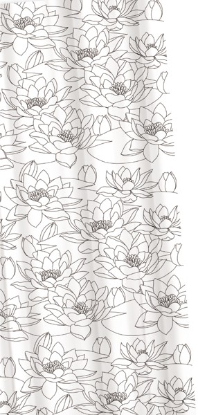Larger image of Croydex Textile Shower Curtain & Rings (Waterlillies, 1800mm).