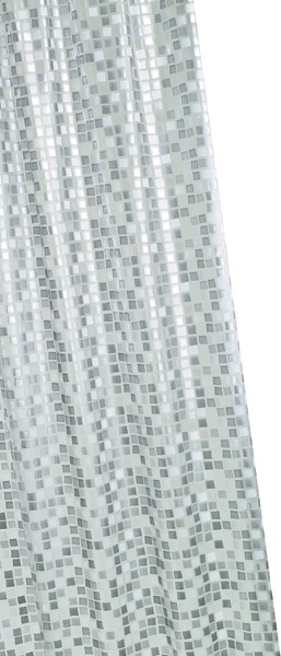 Larger image of Croydex PVC Shower Curtain & Rings (Silver Mosaic, 1800mm).