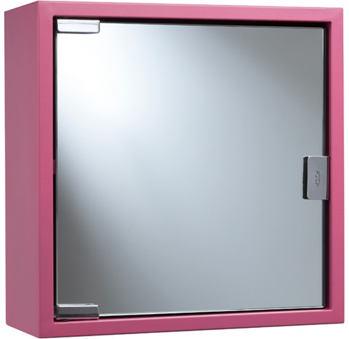 Larger image of Croydex Cabinets Pink Mirror Bathroom Cabinet. 300x300x120mm.