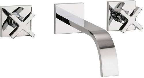 Larger image of Crosswater Alvero Wall Mounted 3 Hole Basin Mixer Tap (Chrome).