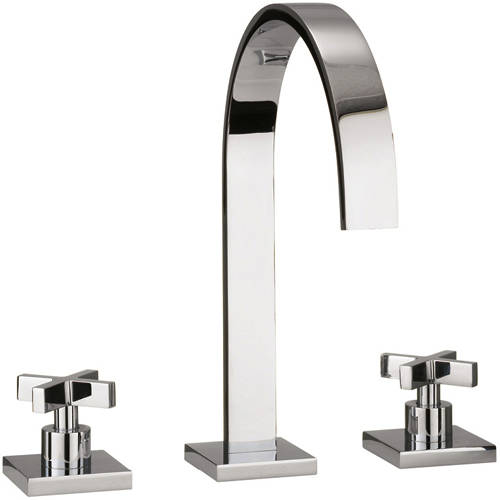 Example image of Crosswater Alvero 3 Hole Basin Mixer Tap With Crosshead Handles.