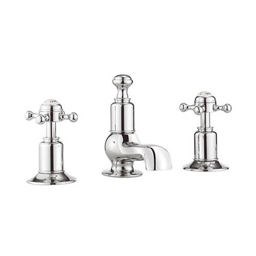 Crosswater Belgravia 3 Hole Basin Tap With Waste (Crosshead, Chrome).
