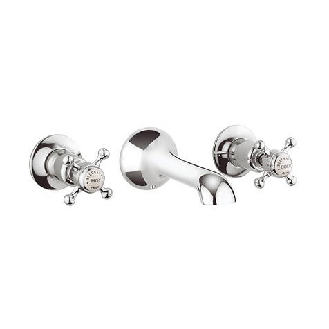 Crosswater Belgravia 3 Hole Wall Mounted Basin Tap (Crosshead, Chrome).