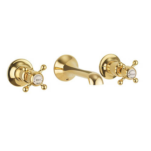 Larger image of Crosswater Belgravia 3 Hole Wall Mounted Basin Tap (Crosshead, Un Brass).