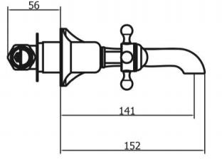 Technical image of Crosswater Belgravia 3 Hole Wall Mounted Basin Tap (Crosshead, Un Brass).