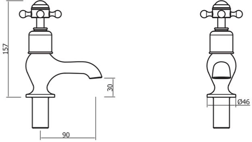 Technical image of Crosswater Belgravia Bath Taps (Crosshead, Chrome).