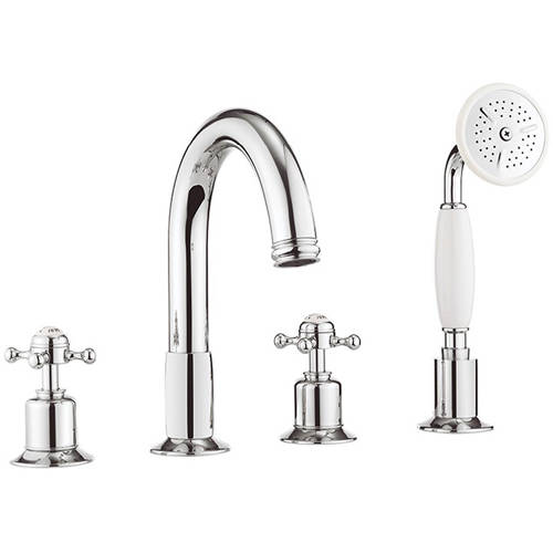 Crosswater Belgravia 4 Hole Bath Shower Mixer Tap (Crosshead, Chrome).