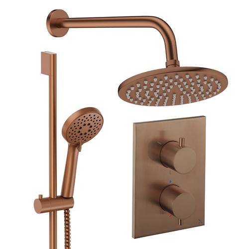 Larger image of Crosswater MPRO Crossbox Shower Set 4 200mm Head & Slide Rail Kit (Brushed Bronze).