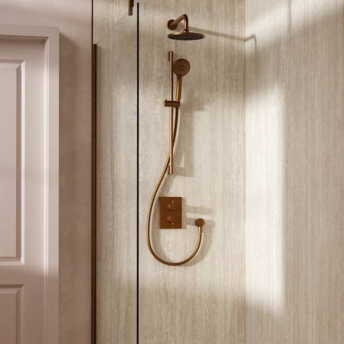 Example image of Crosswater MPRO Crossbox Shower Set 4 200mm Head & Slide Rail Kit (Brushed Bronze).