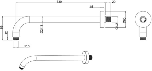Technical image of Crosswater MPRO Crossbox Shower Set 4 200mm Head & Slide Rail Kit (Brushed Brass).