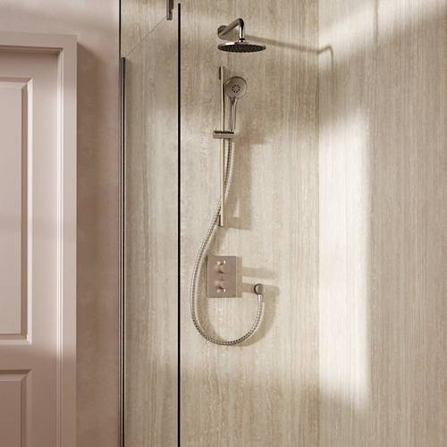 Example image of Crosswater MPRO Crossbox Shower Set 4 200mm Head & Slide Rail Kit (Brushed Nickel).