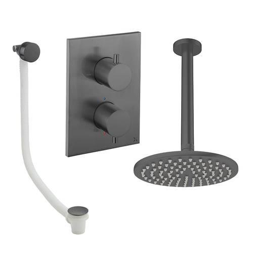 Larger image of Crosswater MPRO Crossbox Shower Set 7 With 200mm Head & Bath Filler (Slate).