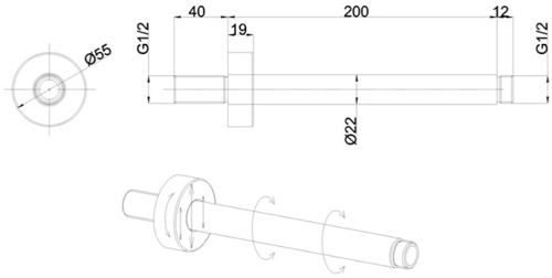Technical image of Crosswater MPRO Crossbox Shower Set 7 With 200mm Head & Bath Filler (Slate).