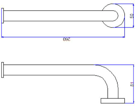 Technical image of Crosswater Central Towel Rail (260mm, Chrome).