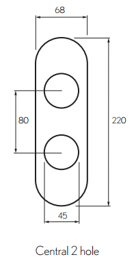 Technical image of Crosswater Duo Digital Showers Central 2 Hole Trim Plate (Chrome).