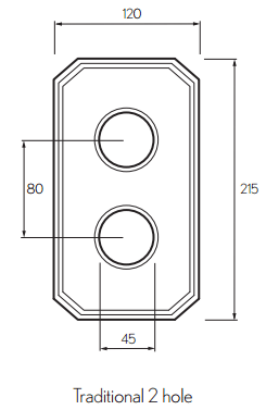 Technical image of Crosswater Duo Digital Showers Traditional Hole Trim Plate (Chrome).