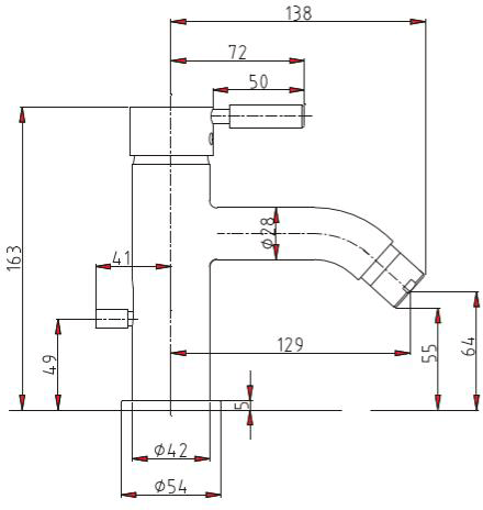 Technical image of Crosswater Design Monoblock Bidet Tap (Chrome).