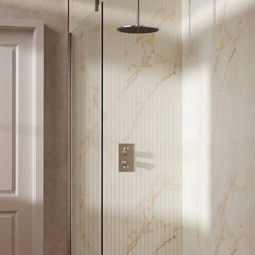 Example image of Crosswater MPRO Design Shower Set 1,  300mm Head & Ceiling Arm (Brushed Nickel).