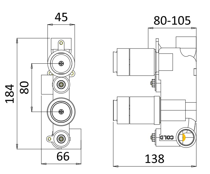Technical image of Crosswater MPRO Design Shower Set 1,  300mm Head & Ceiling Arm (Matt Black).