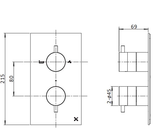 Technical image of Crosswater MPRO Design Shower Set 1,  300mm Head & Ceiling Arm (Matt Black).