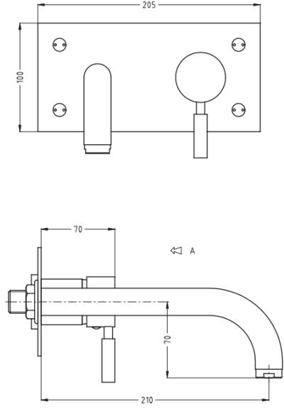 Technical image of Crosswater Design Wall Mounted Basin & Bath Filler Tap Pack (Chrome).