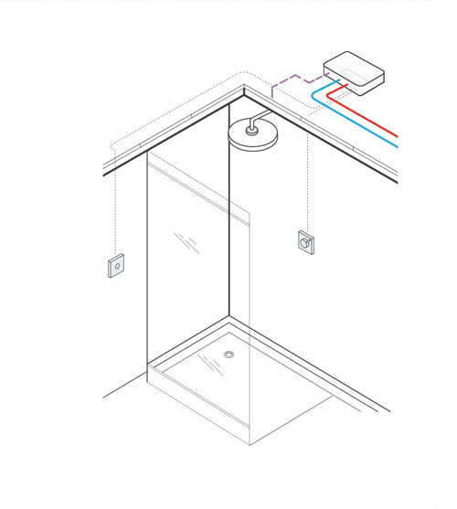 Technical image of Crosswater Kai Lever Showers Digital Shower Pack 01 With Remote (HP).