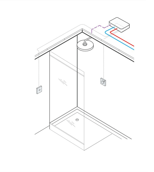 Technical image of Crosswater Kai Lever Showers Digital Shower With Slide Rail Kit (LP).