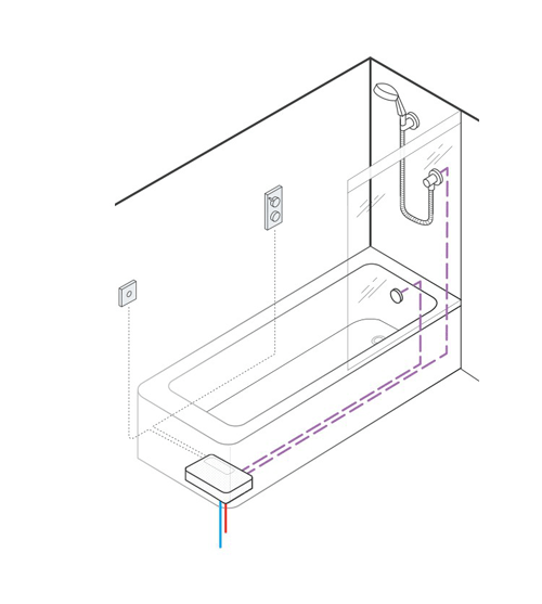 Technical image of Crosswater Kai Lever Showers Dual Digital Shower, Head & Rail Kit (LP)