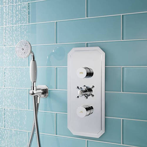 Example image of Crosswater Dial Belgravia Thermostatic Shower Valve, Round Head & Kit (2 Outlet).