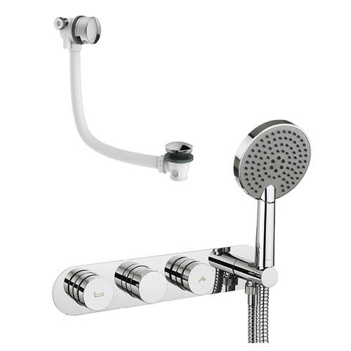 Larger image of Crosswater Dial Central Thermostatic Shower & Bath Valve, Handset & Filler.