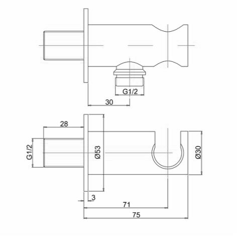 Technical image of Crosswater Ethos Premium Shower Kit 4 (Chrome).